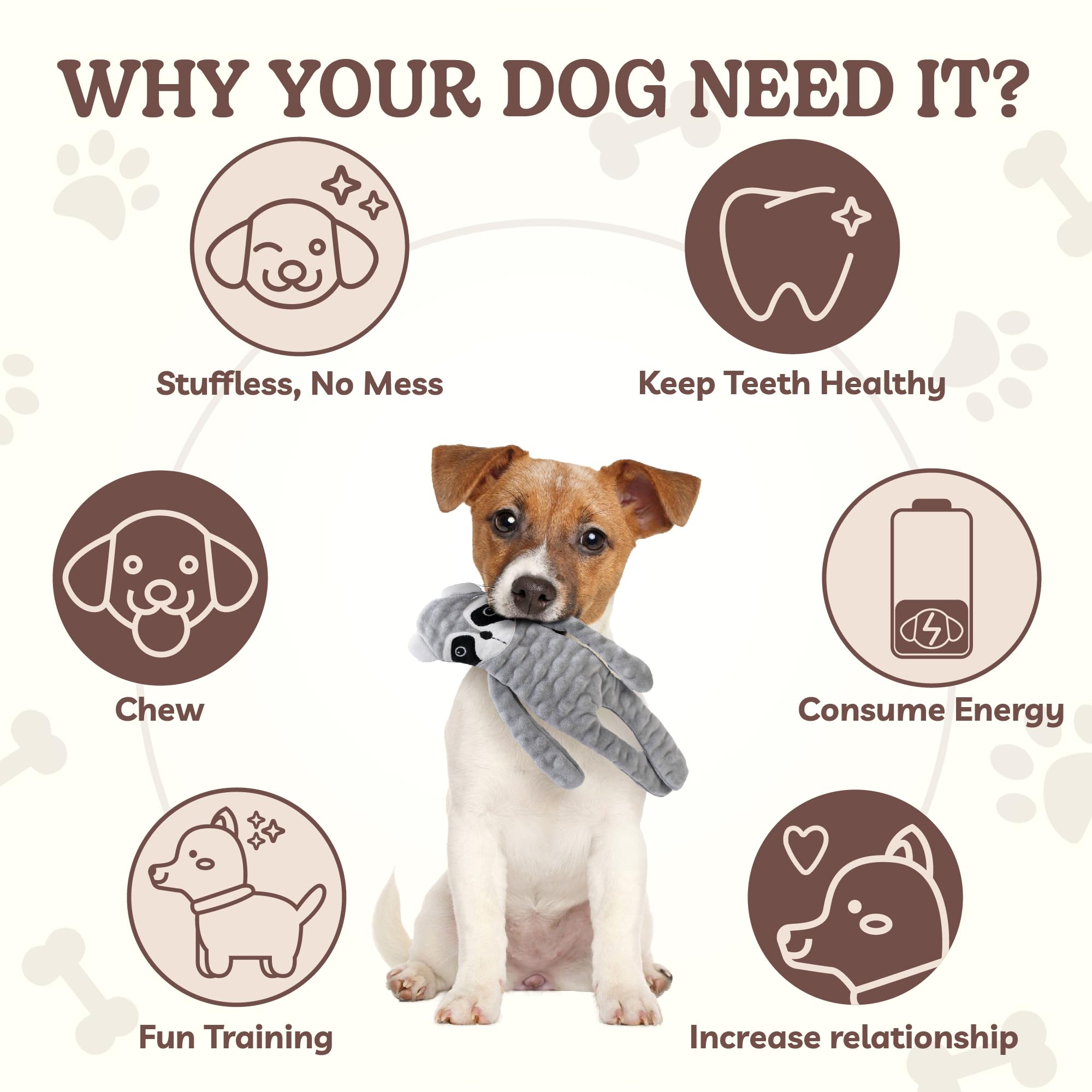 SHARLOVY 5-Pack No Stuffing Squeaky Dog Toys for Large Dogs - Durable Crinkle Puppy Teething Toys, Interactive Plush Chew Toys for Aggressive Chewers - Perfect for Playtime, Training & Anxiety Relief