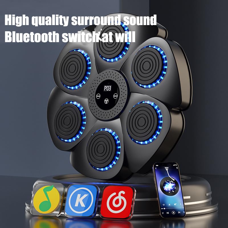 Puncheffy Smart Bluetooth Music Boxing Trainer for Adults & Kids - 18 Speed Adjustable Punching Workout Machine with Boxing Gloves - Perfect for Home Gym, Fitness Training & Stress Relief