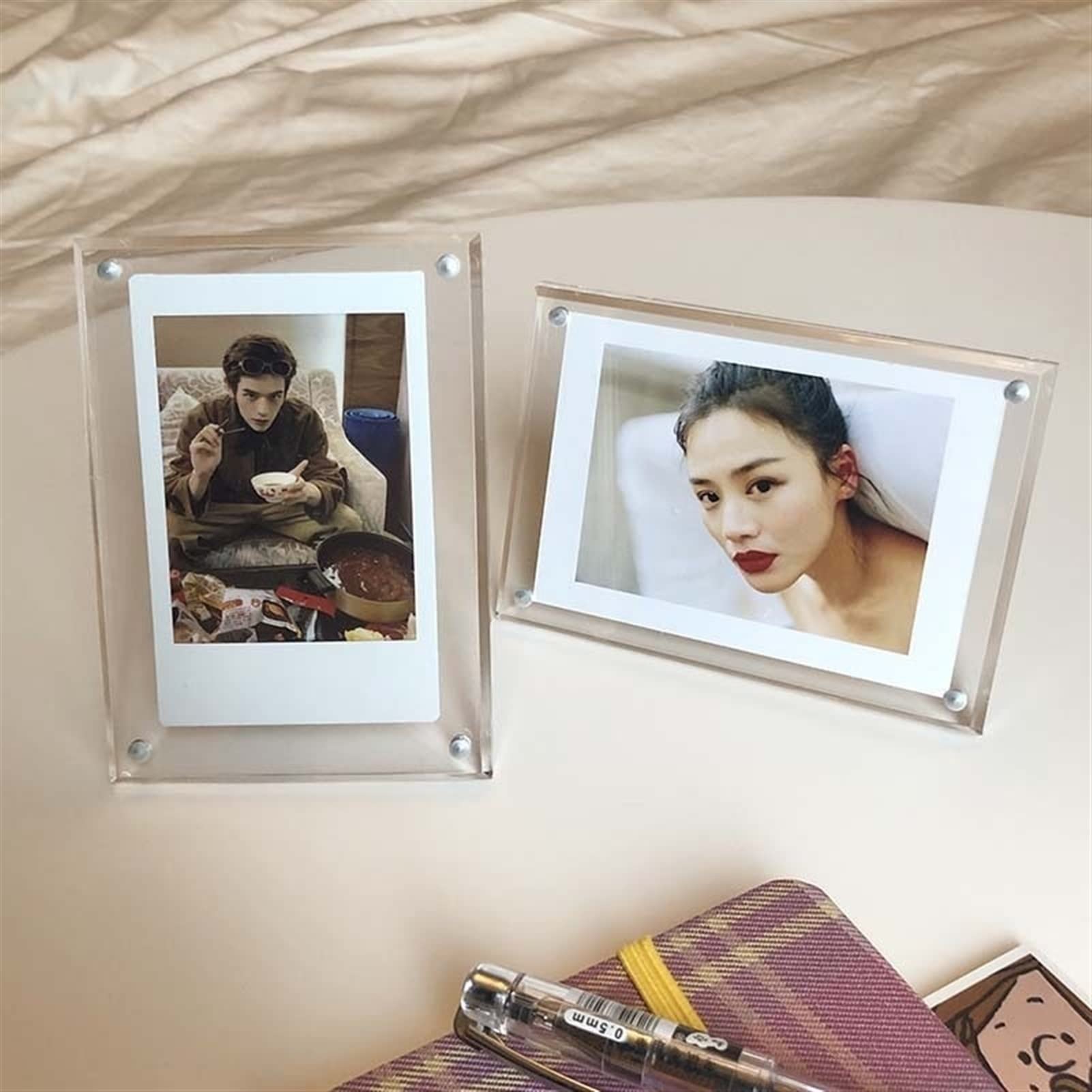 8mm Thick Acrylic Photo Frame - Transparent Frameless Magnetic e-Album Display with Gift Box - Perfect for Desktop Decor, Home Display & Gifting | Ideal for Weddings, Anniversaries & Office Decorations