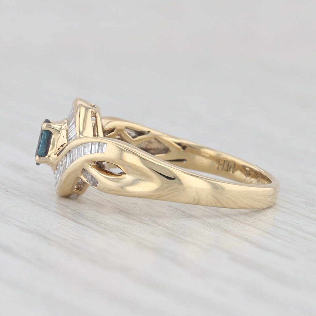 0.42ctw Teal Alexandrite & Diamond Knot Ring in 18K Yellow Gold - Size 7 Engagement Wedding Band, Perfect for Anniversary Gifts & Romantic Proposals