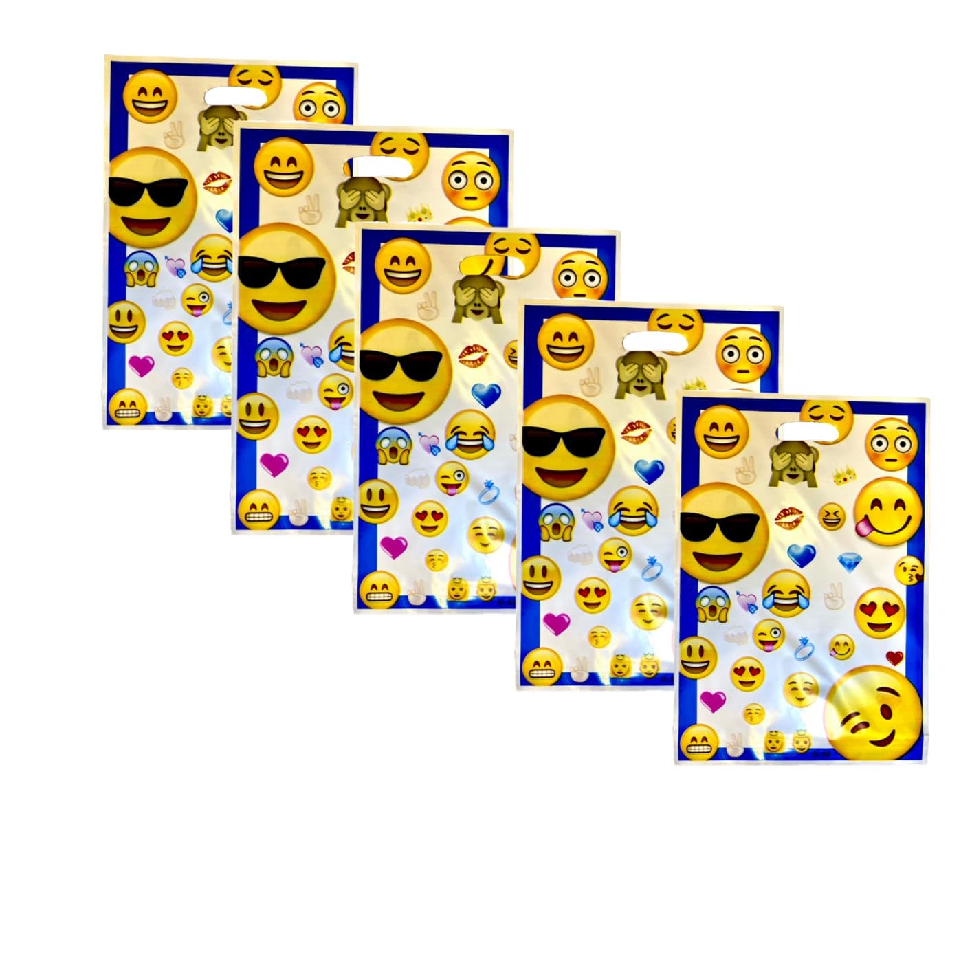 10 Pack Emoji Smiley Happy Birthday Party Favor Bags - 12