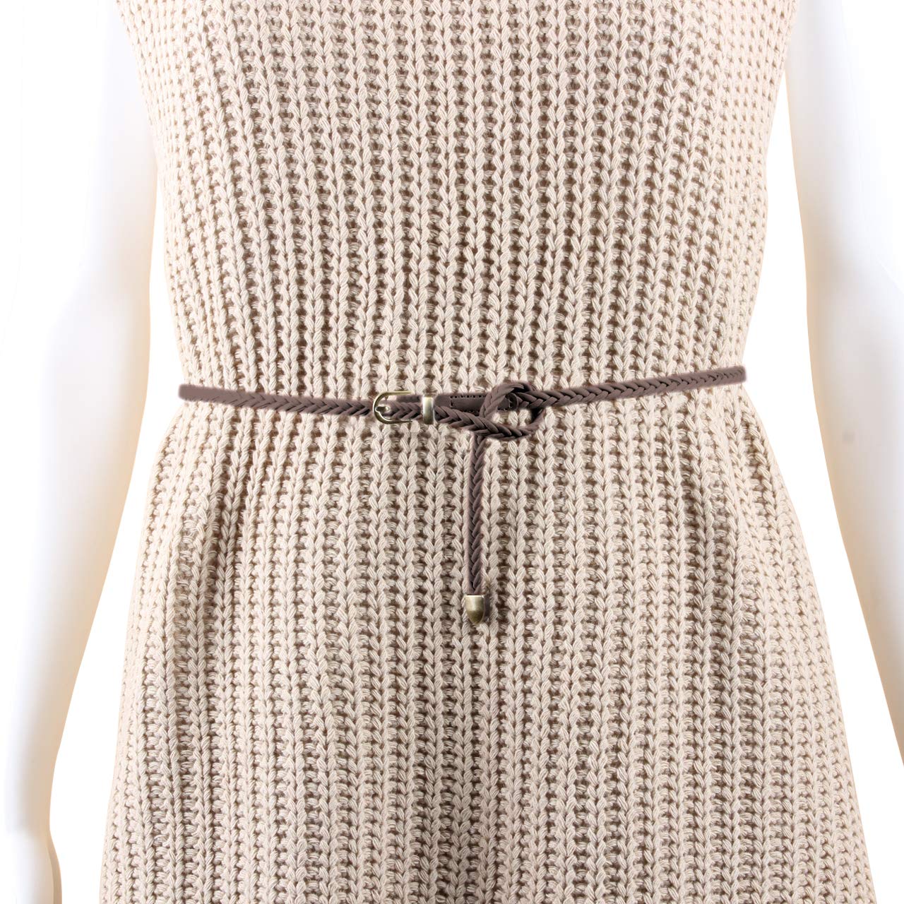 Ayliss Women's Braided PU Leather Skinny Belt - Thin Woven Waist Belt with Pin Buckle for Jeans, Pants & Dresses | Perfect for Casual Outfits, Office Wear & Date Nights