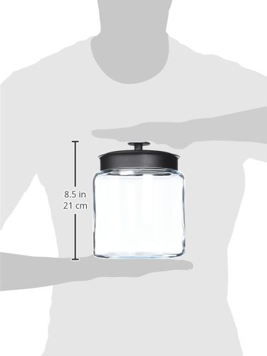 Anchor Hocking 96oz (3 Quart) Mini Montana Glass Jar with Black Metal Lid - 4-Piece Set, Dishwasher Safe - Perfect for Pantry Storage, Meal Prep & Home Canning