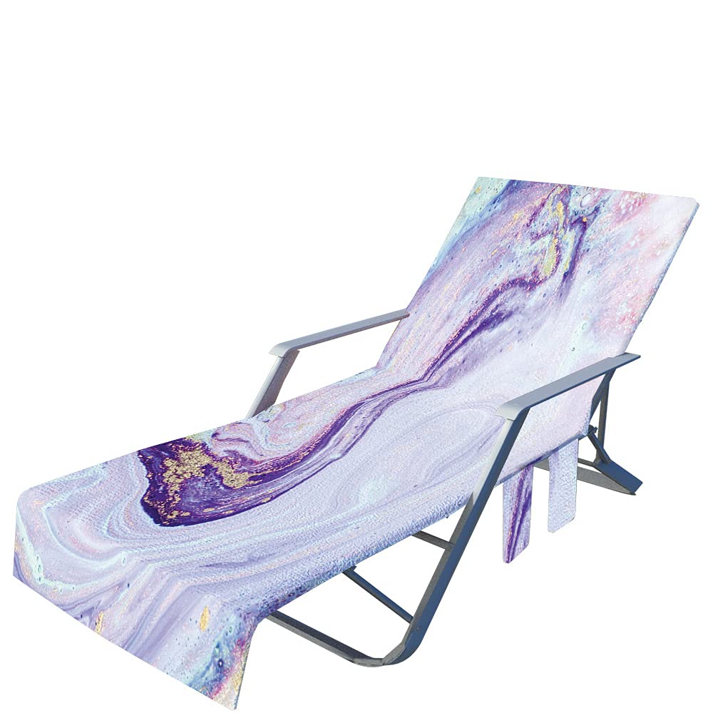 Quick Dry Microfiber Lounge Chair Cover - Oversized Beach Towel with 2 Side Pockets | Sunbathing, Poolside & Outdoor Use | Fast Drying Waterproof Fabric (Chair Not Included)