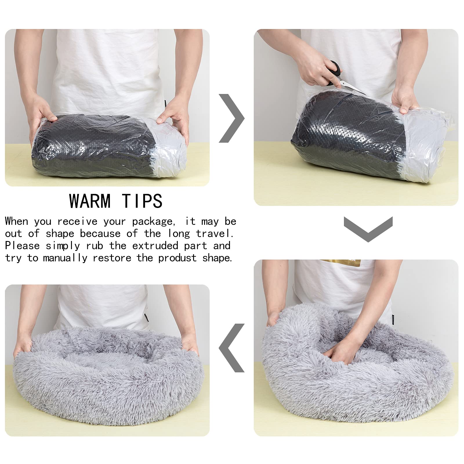 Premium Large Dog Bed for Big Dogs - Calming Donut Round Pet Bed for Medium Pets, Comfy Luxury Anti-Anxiety Plush Cuddler Mat (31.5