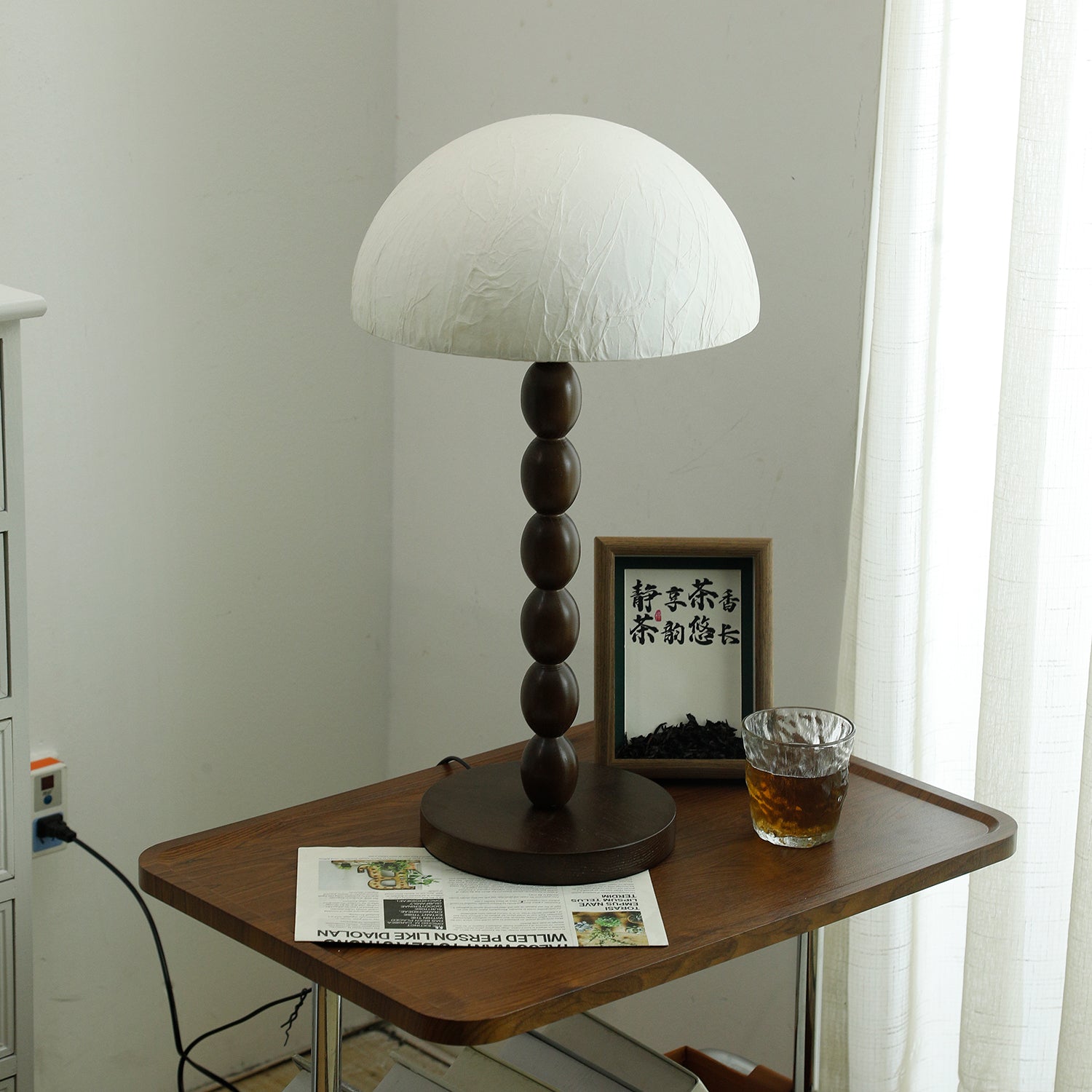 Satori Paper Shade Table Lamp - Modern Japanese Style Lighting for Bedroom, Living Room & Office - Soft Ambient Light for Relaxation & Reading