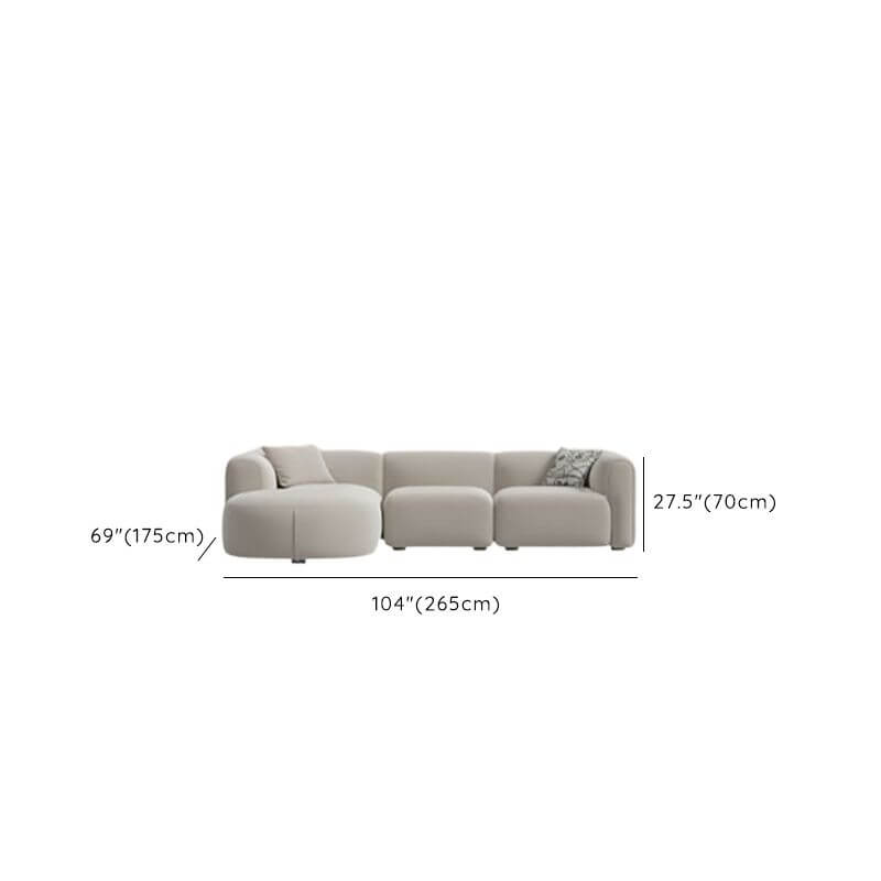 L-Shaped Cream Corner Sectional Sofa with Concealed Support - Modern Living Room Furniture for Parlor, Lounge & Family Room Comfort