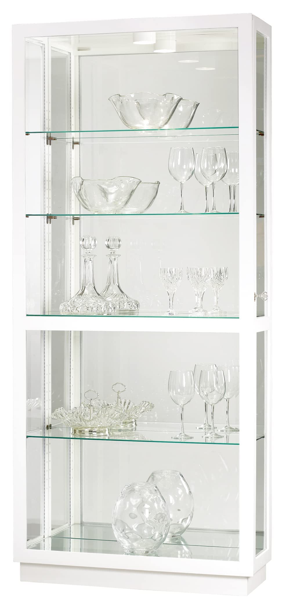 Howard Miller Jayden IV Curio Cabinet 680-574 - Hand-Rubbed Gloss White Finish Display Case with 4 Glass Shelves & 5-Level Storage, Locking Sliding Door & LED Lighting - Perfect for Home Decor, Collectibles Display, or Showcasing Antiques in Living Room, Dining Room, or Office