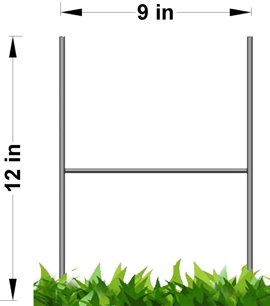 200 Pack 12 x 9 Inch Galvanized Steel H-Frame Sign Holders - 9 Gauge Heavy Duty Wire Stakes for 4mm/5mm Corrugated Plastic Signs (12