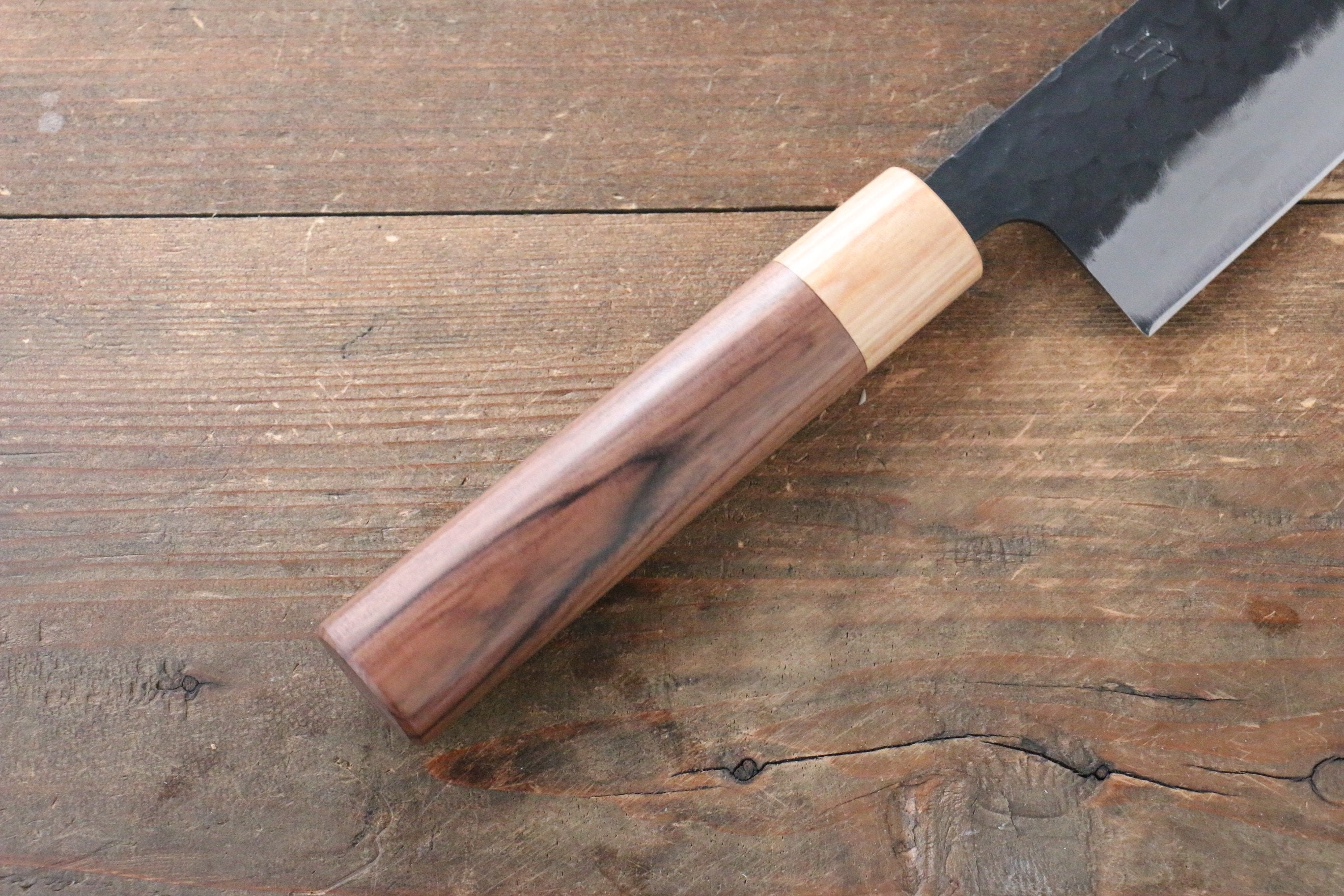 Seisuke Kokubyaku Blue Super Hammered Kurouchi Kiritsuke Gyuto 210mm Japanese Chef Knife with Morado Wood Handle - Perfect for Sushi, Sashimi & Precision Cutting