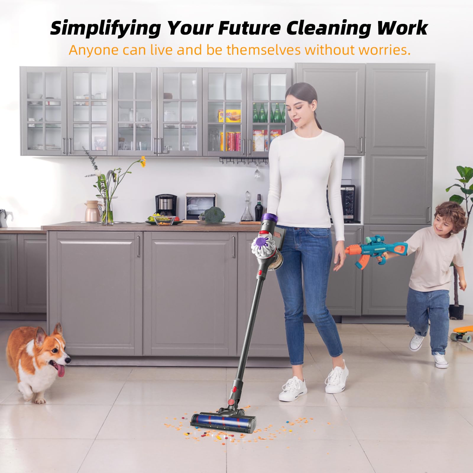 Dyson V7 V8 V10 V11 V15 Vacuum Brush Attachments - Soft Roller & V Shape Brush for Floors & Carpets - Home Cleaning Essentials