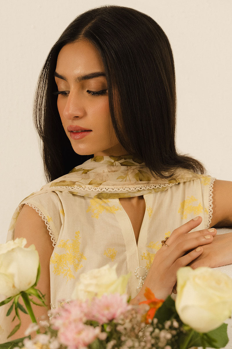 Mustard Melody 3-Piece Printed Lawn Suit for Women - Floral Summer Outfit - Perfect for Parties, Weddings & Casual Wear