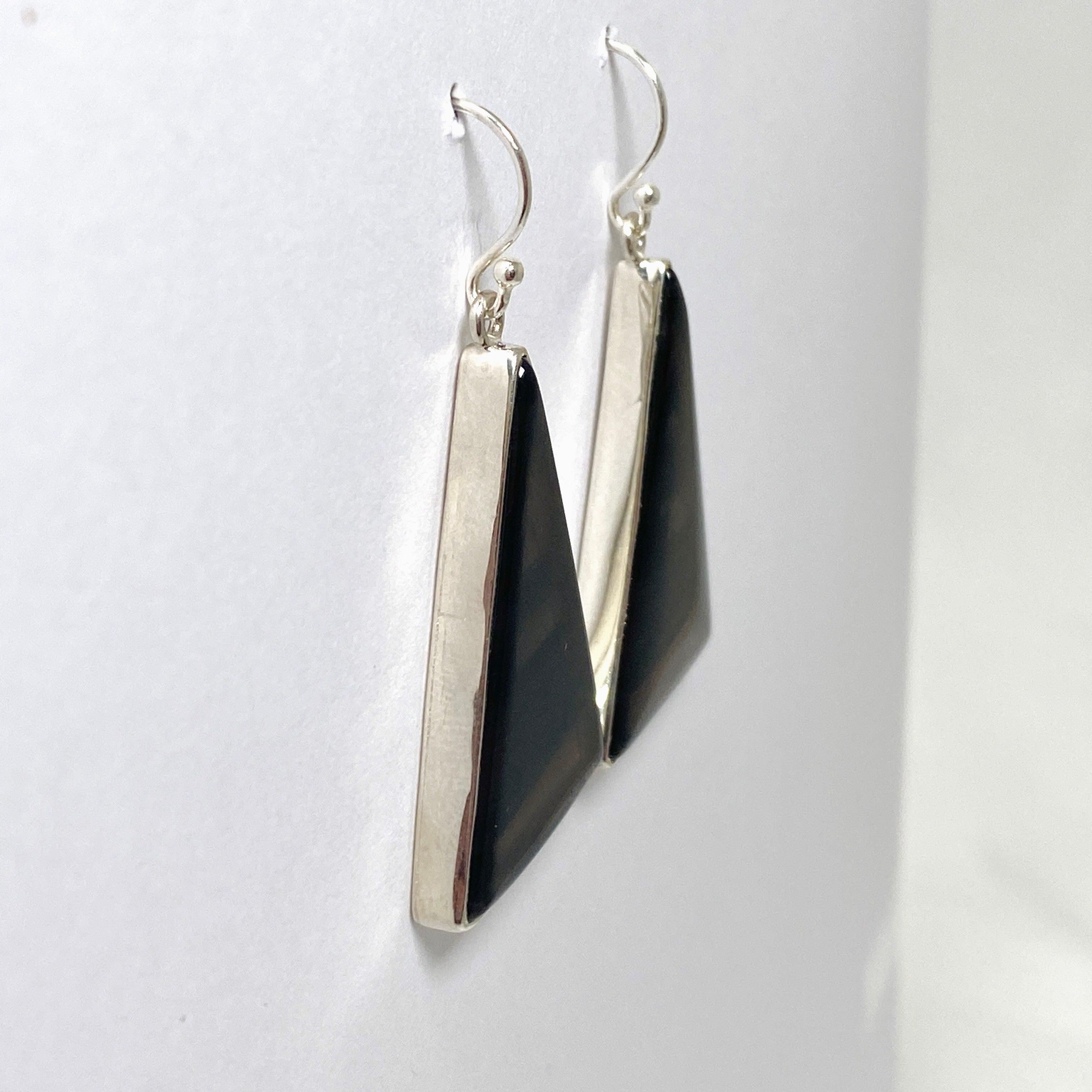 Midnight Obsidian Triangular Earrings for Women - Elegant Gothic Jewelry Set - Perfect for Parties, Weddings & Evening Events - KEGJ1499