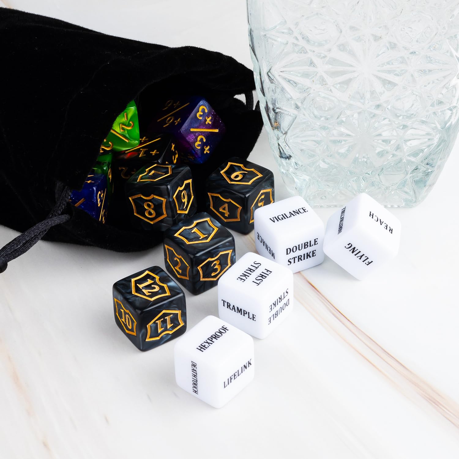63-Piece MTG Dice Counters Bulk Set - Ability Keywords, Tokens, Shield & Life Counters - 6-Sided Dice for Magic The Gathering, TCG & Card Games | Perfect for Tournaments, Casual Play & Strategy Sessions