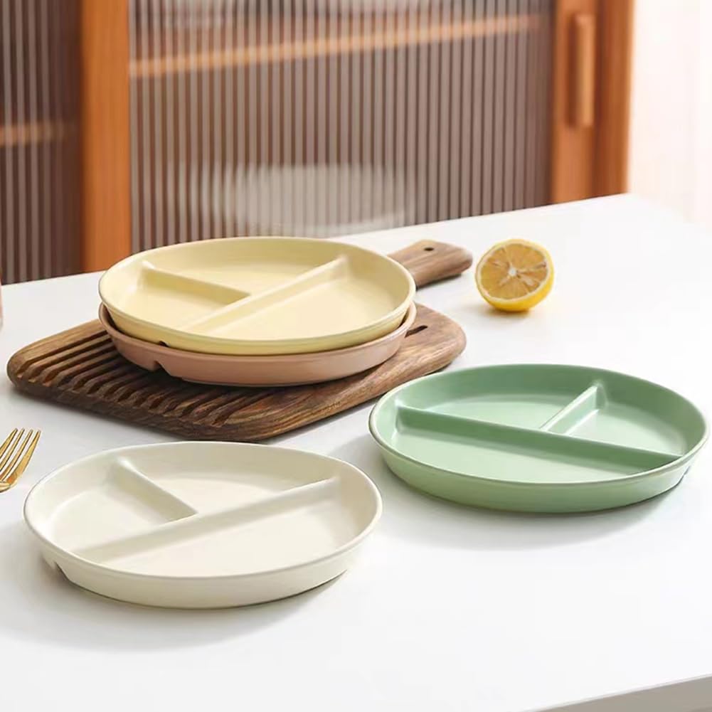 RUIBOLU 5-Pack Unbreakable Divided Plates for Kids & Adults - 9 Inch Reusable Plastic Dinnerware with Portion Control Compartments | Perfect for School Lunches, Picnics, and Portion Control Meals
