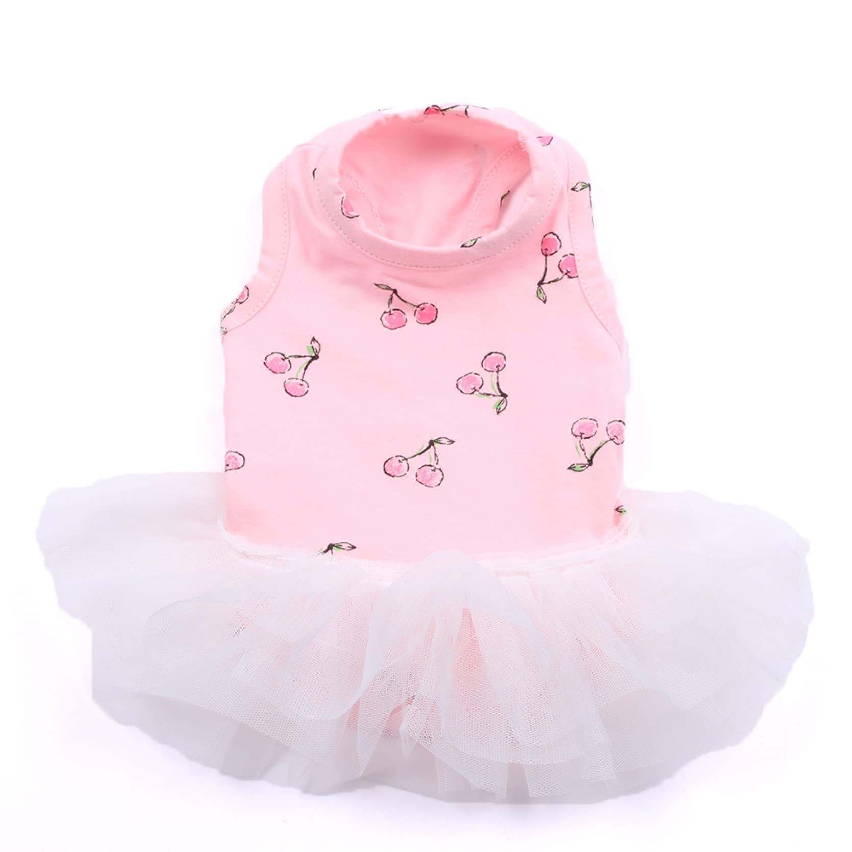 Breathable Spring Summer Pet Dog Clothes - Princess Dresses for Small Dogs & Cats with Cherry Print Tutu Skirts | Perfect for Outdoor Walks, Parties & Photo Shoots