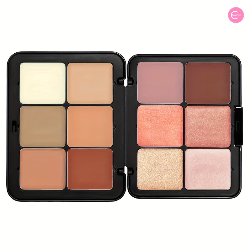 12 Color Blush & Concealer Makeup Palette by CARLA SECRET - Creamy Contour, Highlight & Conceal Kit for Professional & Everyday Makeup Looks