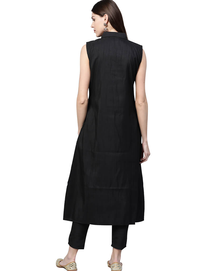 Stylish Black Poly Silk Pant Kurti for Women - Elegant Indian Ethnic Wear for Parties, Festivals & Casual Outings