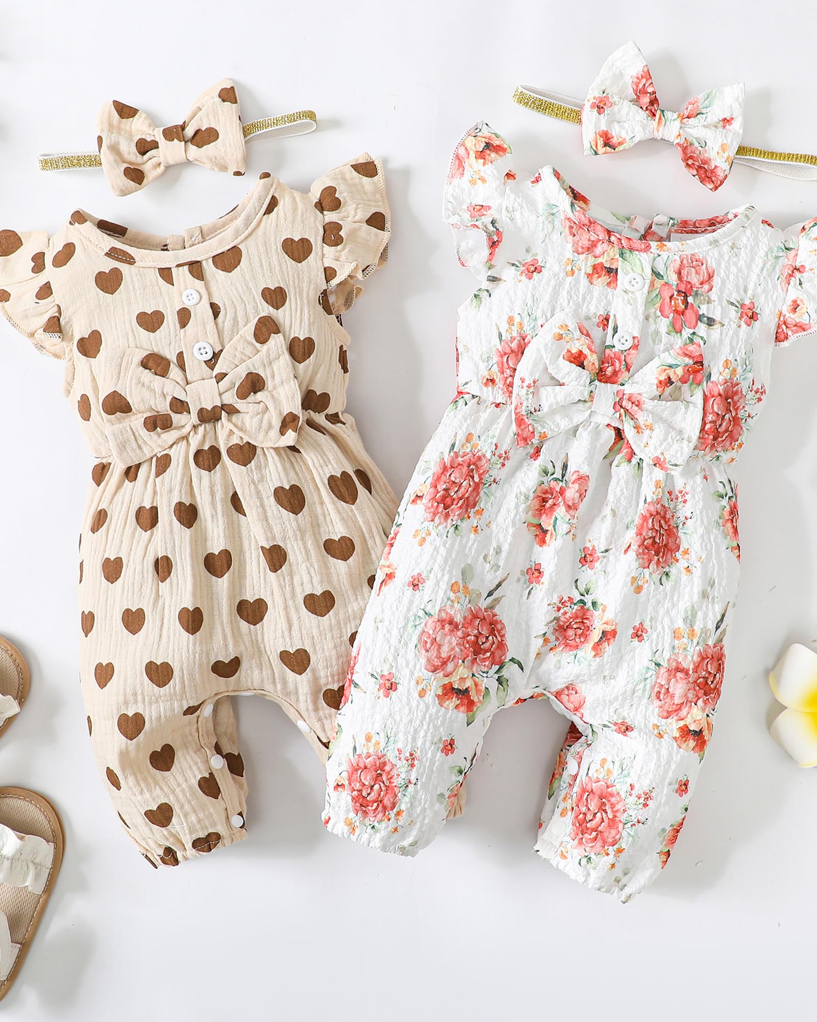 Mioglrie Newborn Baby Girl Clothes - Soft Cotton Short Sleeve Romper Jumpsuit for Summer | Cute One-Piece Outfit for Infants 0-24 Months | Perfect for Playtime, Photo Shoots & Family Outings