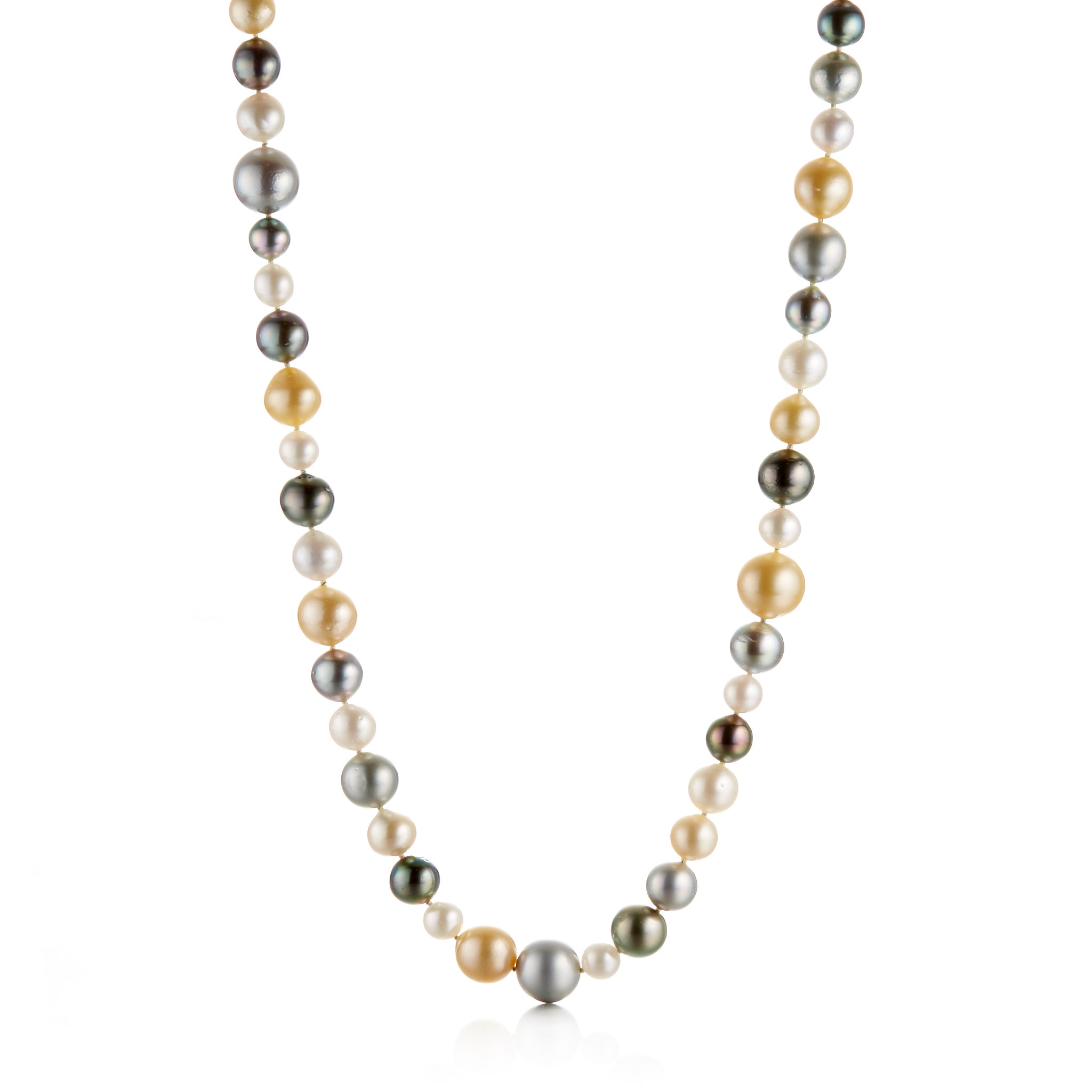 7-12mm Multi-Color Tahitian & South Sea Pearl Long Necklace - Elegant Statement Jewelry for Weddings, Parties & Special Occasions