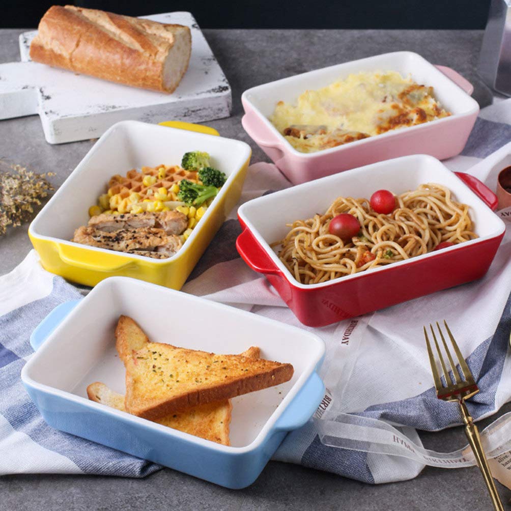 Nonstick Ceramic Baking Pan with Handle - Rectangular Casserole Dish for Oven & Microwave, Pink Ceramic Bakeware - Perfect for Casseroles, Lasagna & Brownies