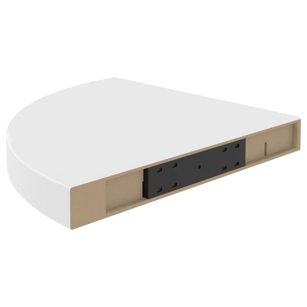 Modern Floating Corner Shelves Set of 4 - White MDF Wall Mounted Storage Shelf 13.8