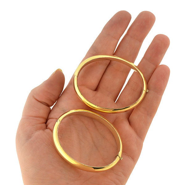 Victorian Style 10kt Gold Kids Bangle Bracelet Set - Elegant Jewelry Gift for Girls, Birthday, Christening & Special Occasions