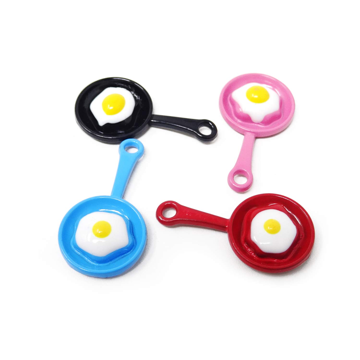 Honbay 24PCS Alloy Frying Pan with Egg Enamel Charms - DIY Jewelry Making Kit for Earrings & Bracelets (4 Colors) - Perfect for Crafting, Gifts & Fashion Accessories
