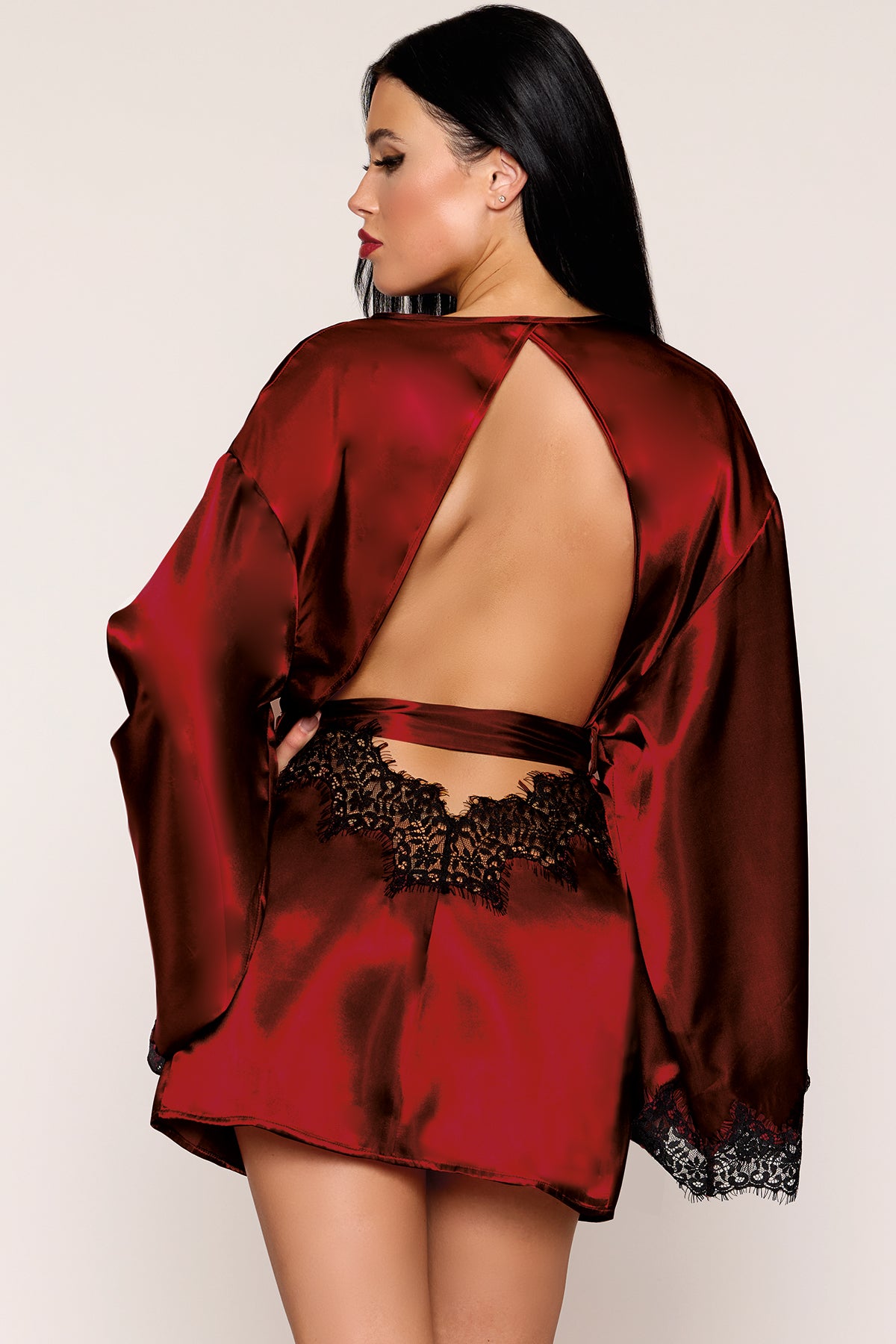 Elegant Open Back Satin Robe for Women - Soft & Luxurious Lingerie Nightgown - Perfect for Bridal, Boudoir, Honeymoon & Special Occasions