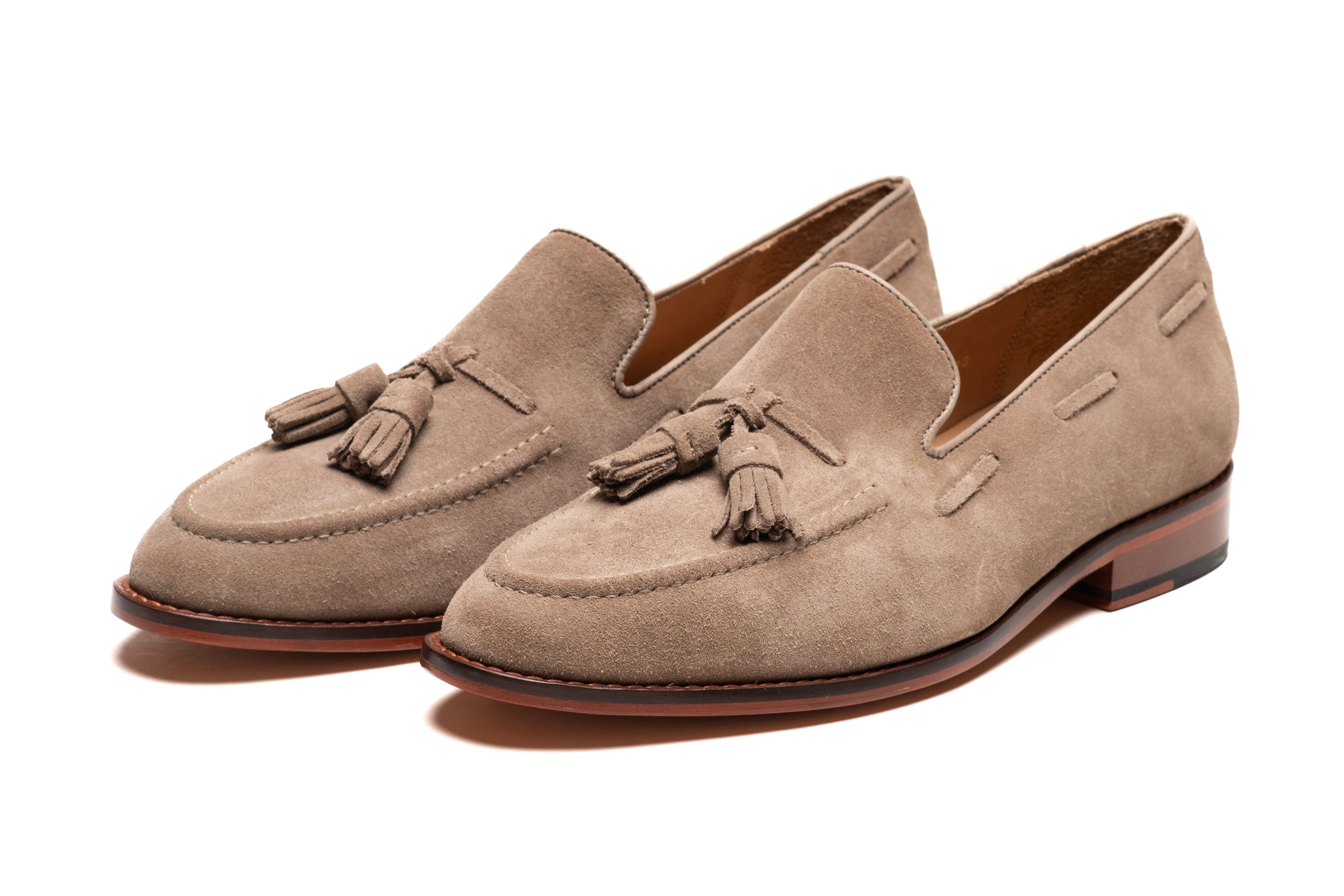 Women's Taupe Suede Tassel Loafers - Comfortable Slip-On Shoes for Work, Office & Casual Outfits | Perfect for Business Professional, Travel & Everyday Wear