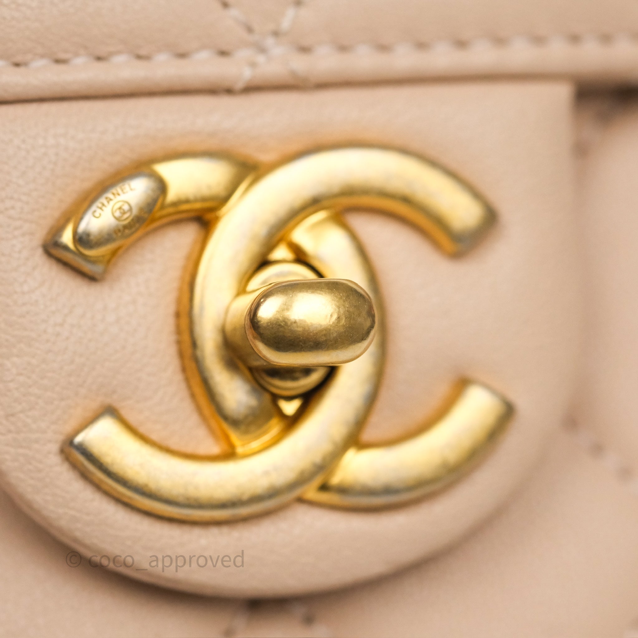 Chanel Classic Flap Bag Quilted Beige Pink Goatskin Leather with Pearl & Aged Gold Hardware - Luxury Crossbody Purse for Women, Perfect for Date Night & Special Occasions
