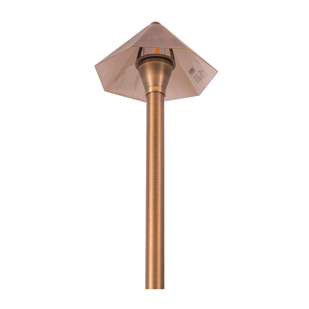 Antique Brass LED Path Light - Outdoor Garden Lighting, Natural Brass Finish for Walkways, Driveways & Landscaping