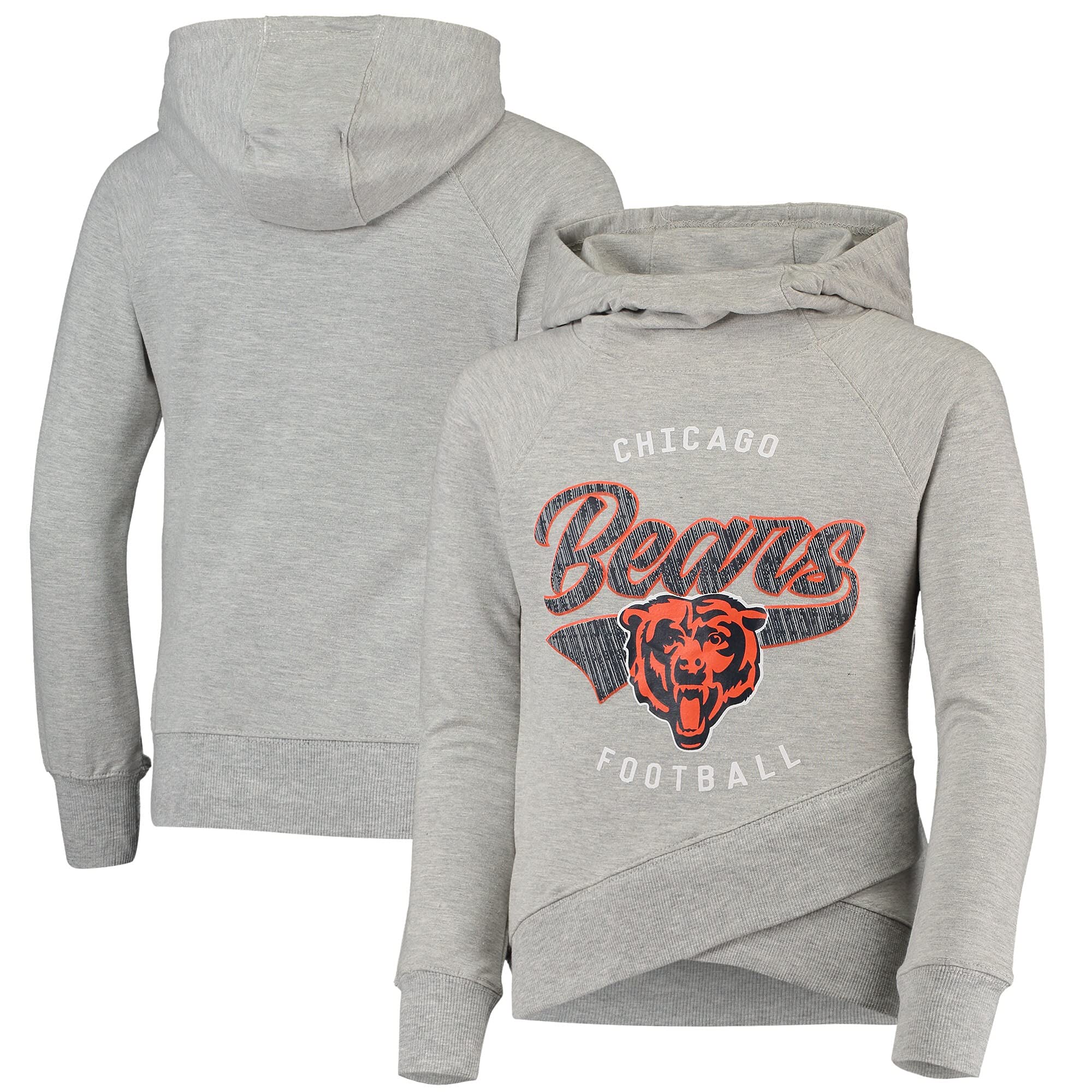 Outerstuff Girls Youth Heathered NFL Bossy Funnel Neck Pullover Hoodie - Warm & Stylish Football Sweatshirt for Kids, Perfect for Game Day, School & Outdoor Activities