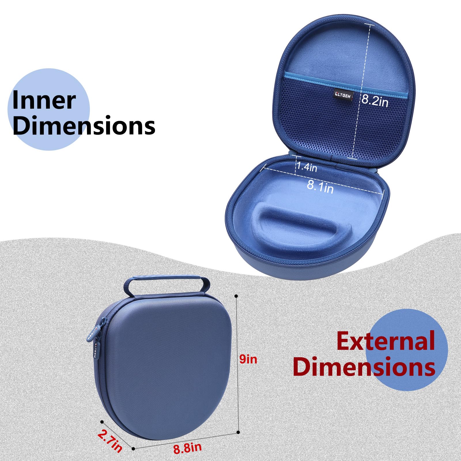LTGEM Protective Case for Sony WH-CH720N WH-CH520 WH-CH710N WH-CH510 Wireless Headphones - Blue Hard Shell Travel Storage Cover for Noise Canceling Bluetooth Over-Ear Headsets - Perfect for Travel, Commuting & Home Storage