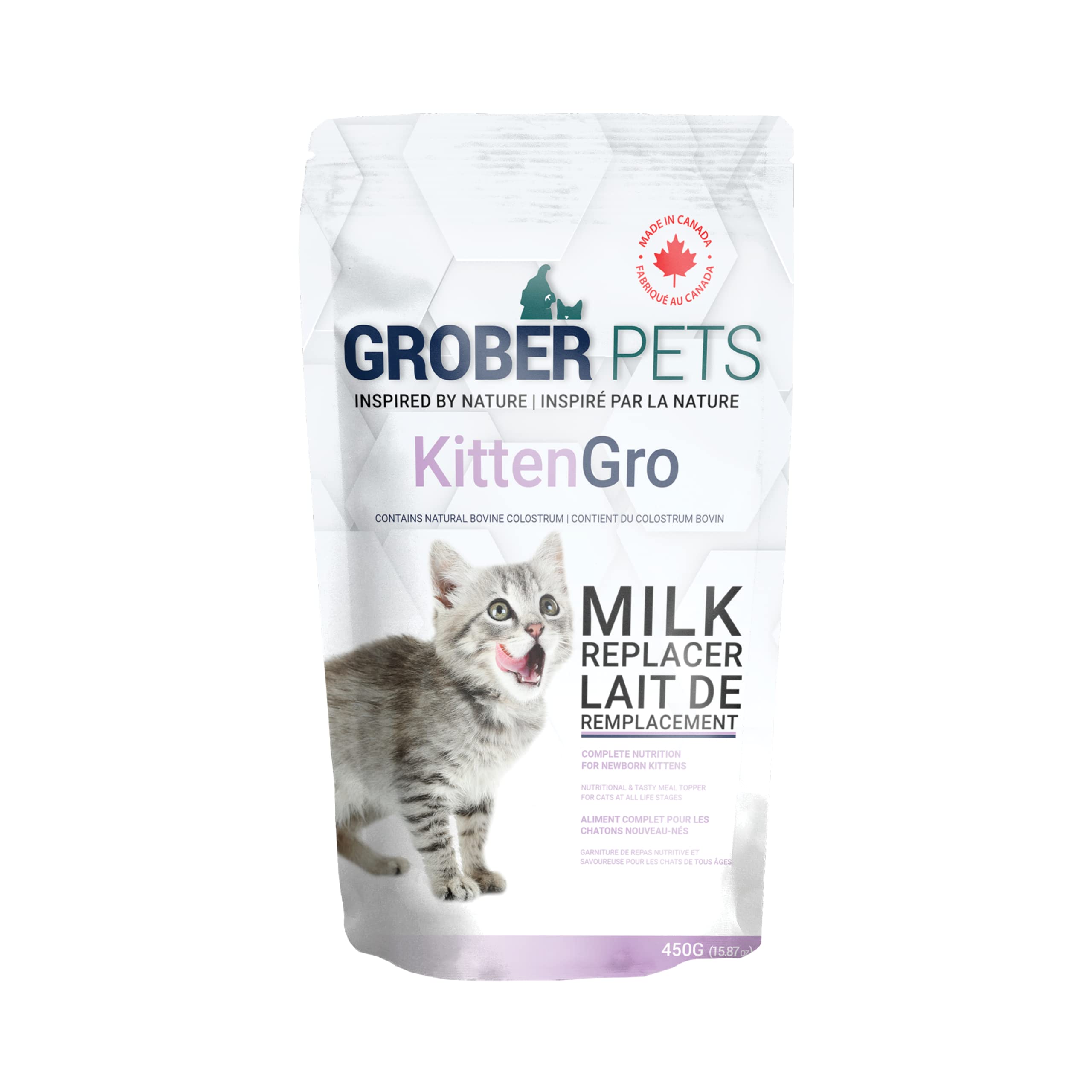 Premium Kitten Milk Replacer Powder for Newborn Kittens - Grober Pets 450g (15.9oz) Made in Canada - Ideal for Orphaned Kittens & Supplemental Feeding