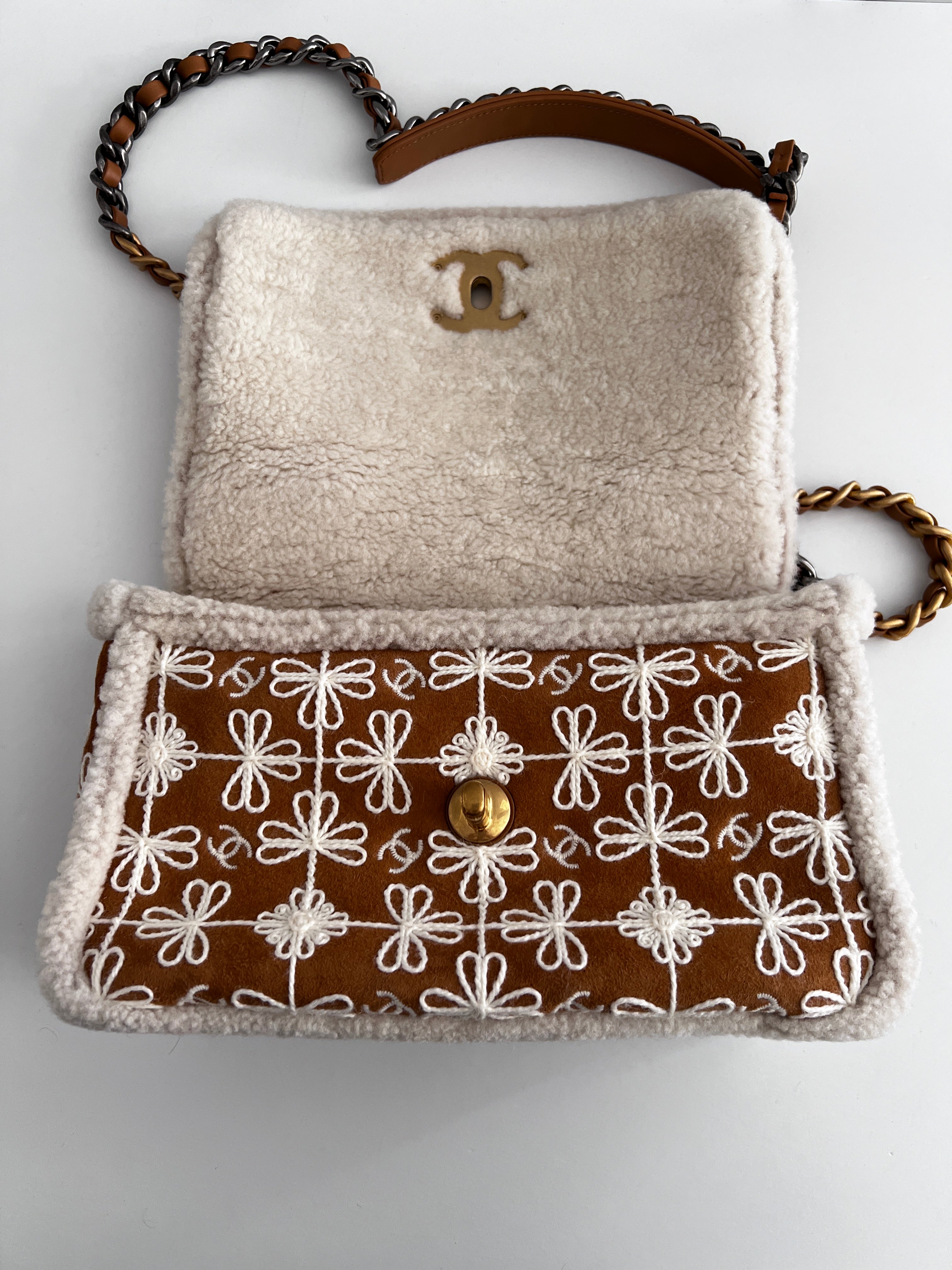 Chanel Embroidered Shearling 19 Bag - Luxury Designer Handbag for Women, Fashionable & Elegant Crossbody Purse - Perfect for Parties, Date Nights & Special Occasions