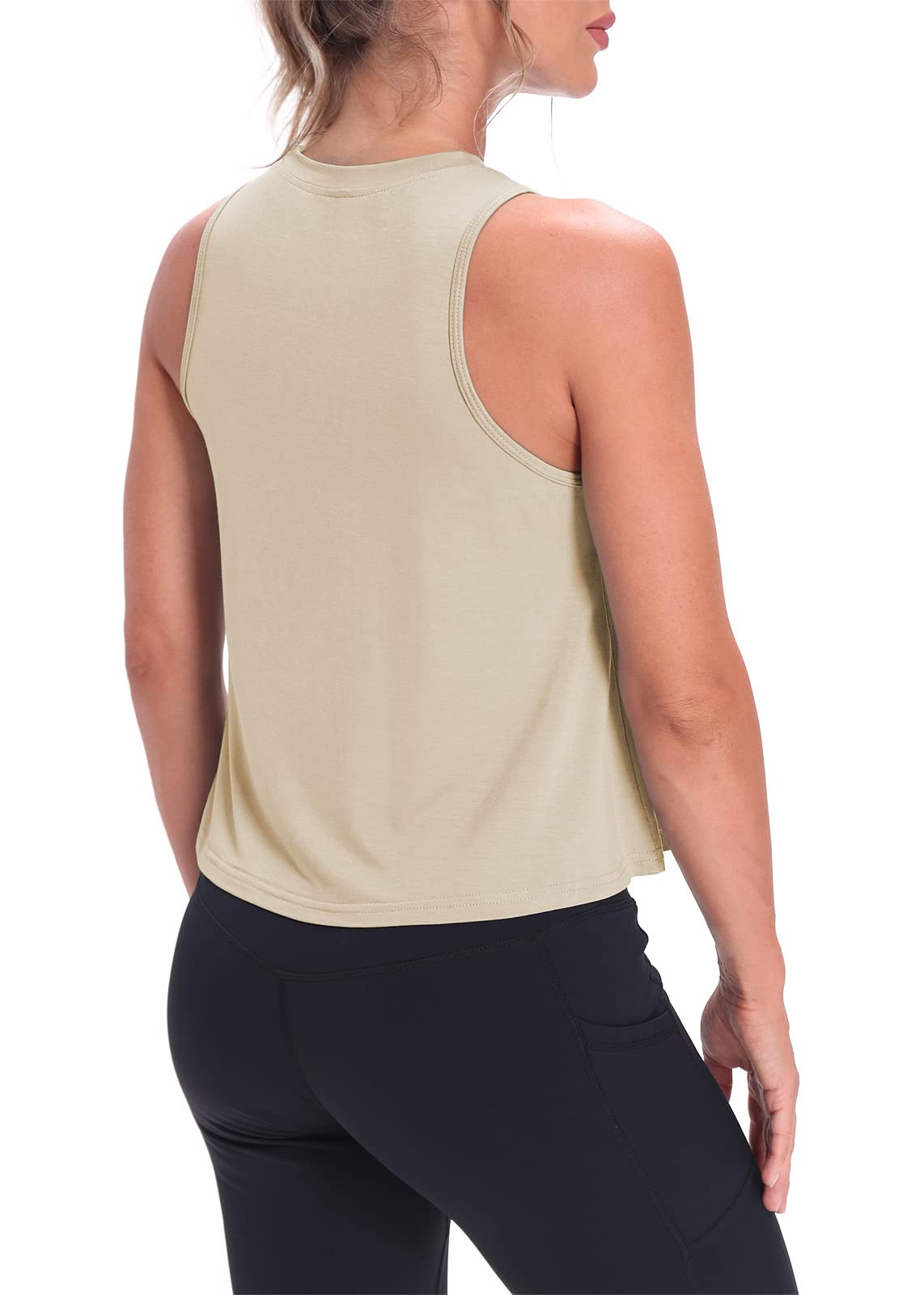 Women's Mippo Crop Tops - Breathable Workout Shirts & Flowy Cropped Tank Tops for Yoga, Running & Gym - Athletic Summer Fashion Tops