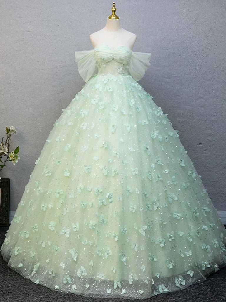 Elegant A-Line Tulle Lace Green Long Prom Dress - Formal Evening Gown for Homecoming, Wedding, Ball - Perfect for Special Occasions & Parties