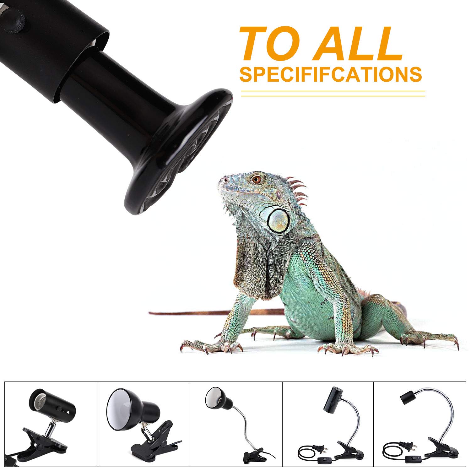 WUHOSTAM 50W 2 Pack Black Ceramic Heat Lamp - Infrared Bulb Emitter for Reptiles, Chickens, Turtles & Lizards | Adjustable Temperature Pet Coop Heater, No Light ETL Certified | Perfect for Brooding, Terrariums & Animal Enclosures