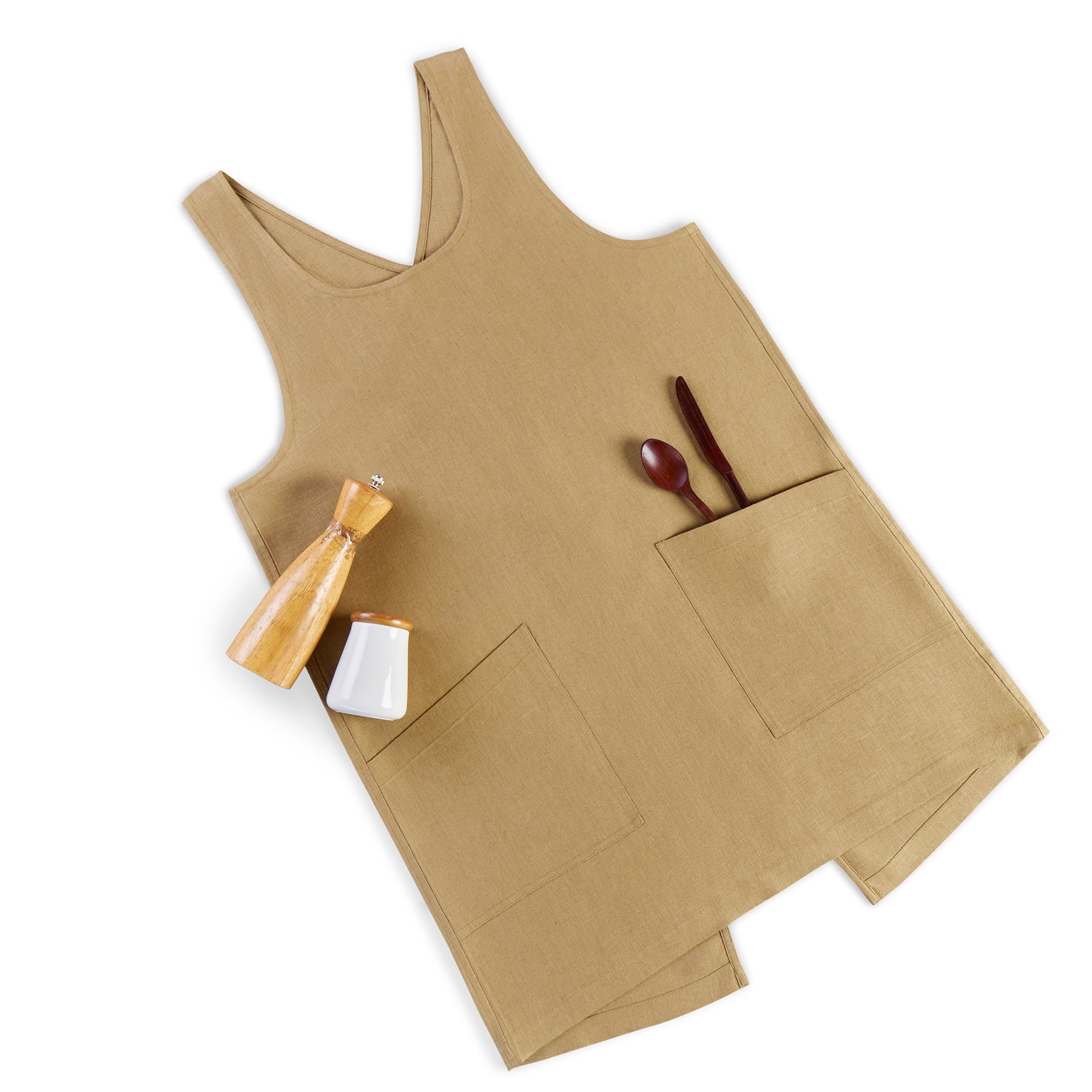 Premium Linen Smock Apron for Women & Men - Adjustable & Stylish Kitchen Apron for Cooking, Baking & Gardening - Breathable & Durable Unisex Workwear