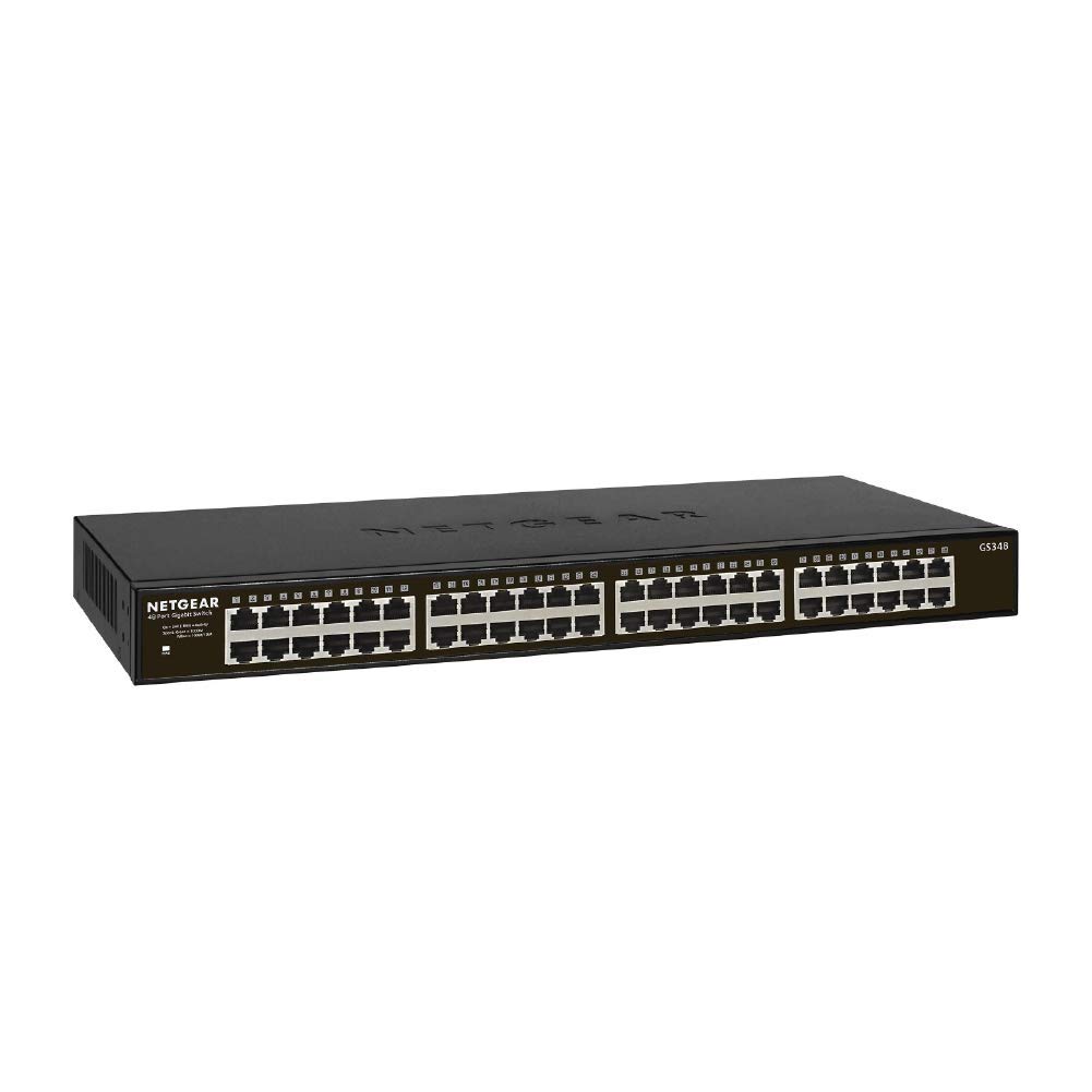 NETGEAR GS348 48-Port Gigabit Ethernet Unmanaged Switch - Desktop & Rack Mountable, Fanless Silent Design for Home Office & Small Business Network Setup