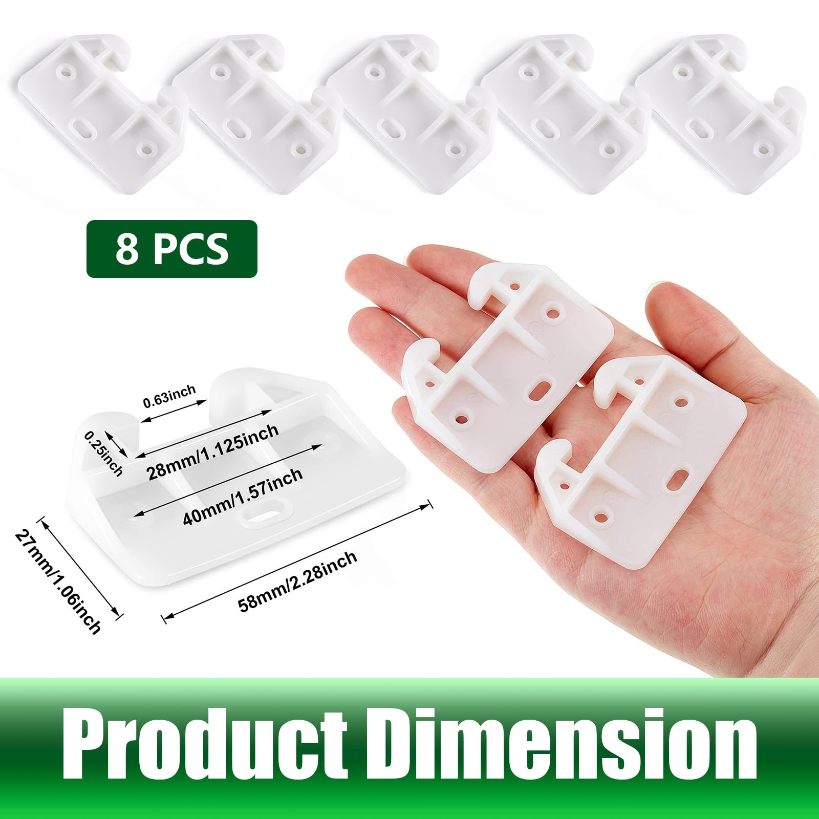 8-Piece White Plastic Drawer Slides - Heavy Duty Cabinet Drawer Guides for Dressers, Closets & Furniture Repair - Smooth Gliding Replacement Slides for Home Organization & DIY Projects