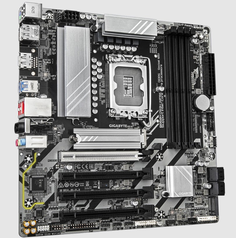 Gigabyte B860M DS3H WiFi 6E Micro ATX Motherboard - LGA1851 Socket, DDR4, PCIe 4.0, Dual M.2 - Perfect for Gaming PC & Home Office Builds