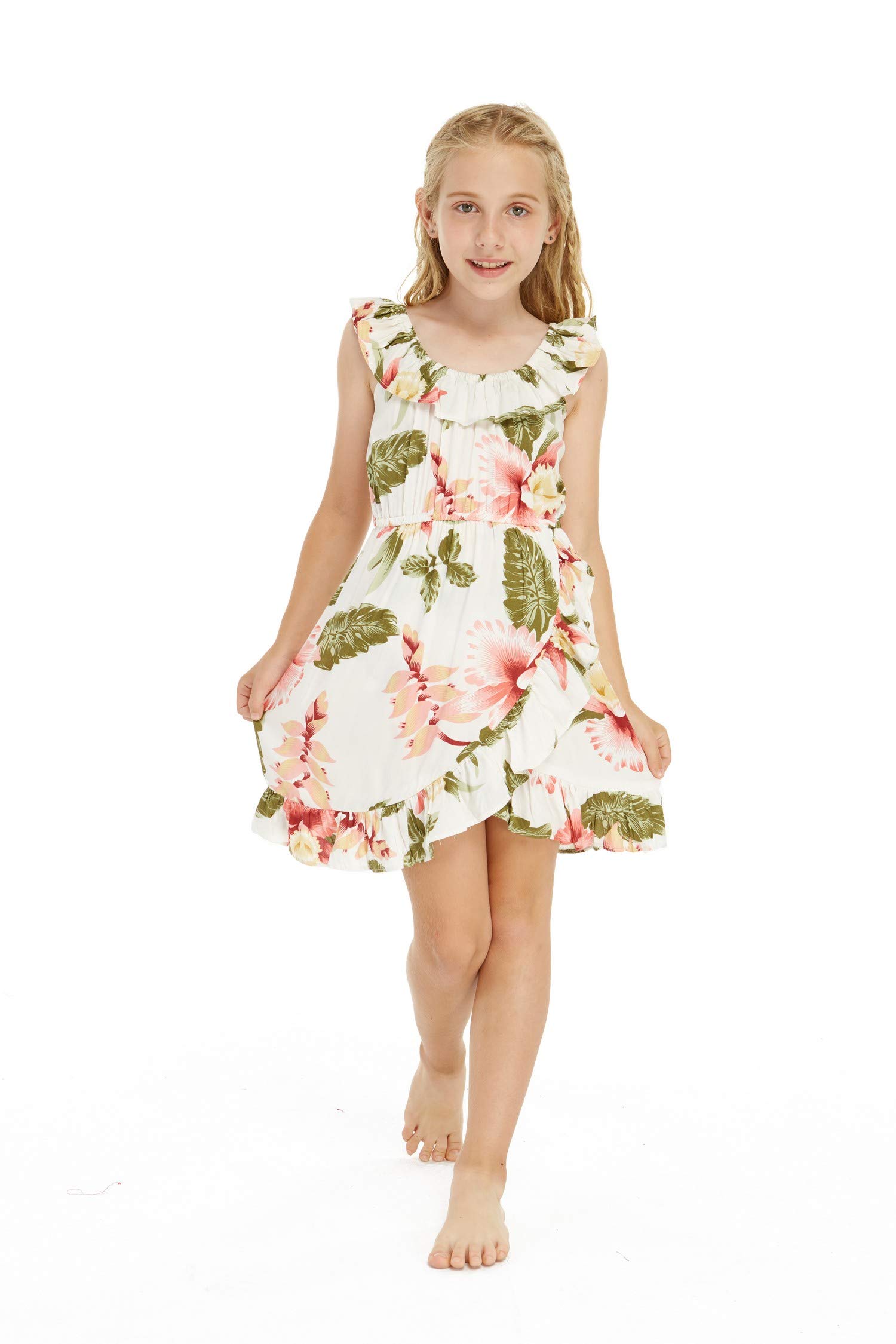 Girl's Ruffle Wrap Hawaiian Luau Dress - Beach Party & Summer Outfit