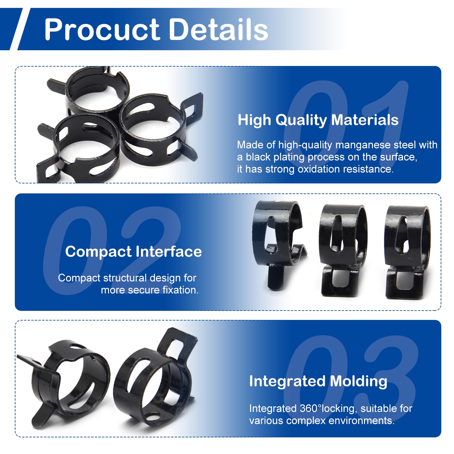 MroMax 22mm Hose Clamps 20Pcs - Fuel Line, Vacuum & Water Pipe Fastener for Automotive Use