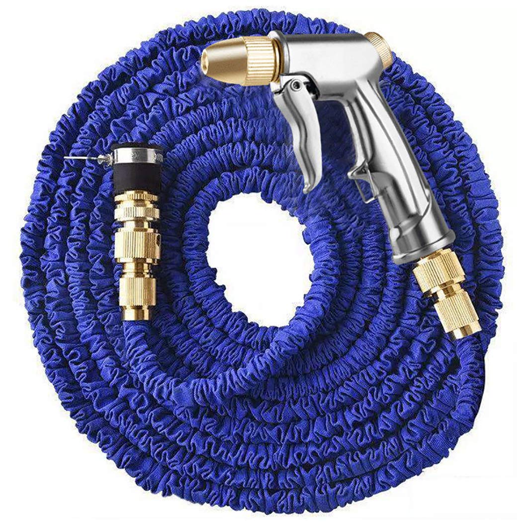 DPPAN 75FT Expanding Garden Hose - Flexible & Lightweight Water Hose with 1/2inch & 3/4inch Solid Fittings for Outdoor Plant Watering, Lawn Care, Car Washing & More (Blue, 22M) - Perfect for Backyard, Patio & Gardening