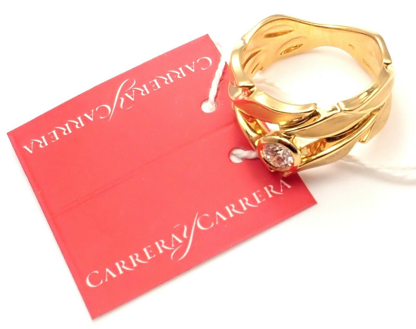 Authentic Carrera Y Carrera 18k Gold Greco Roman Diamond Crown Ring for Women - Elegant Princess Style Jewelry Gift for Weddings, Anniversaries & Special Occasions