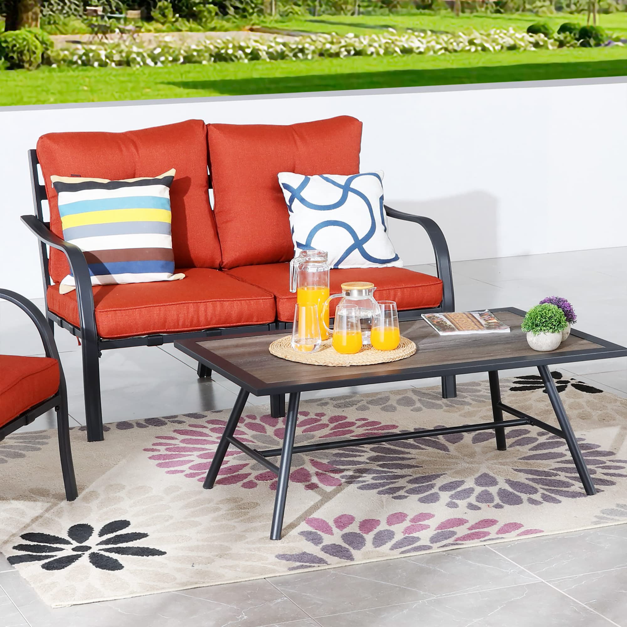 **PatioFestival 5-Piece Outdoor Metal Conversation Set with 4.7
