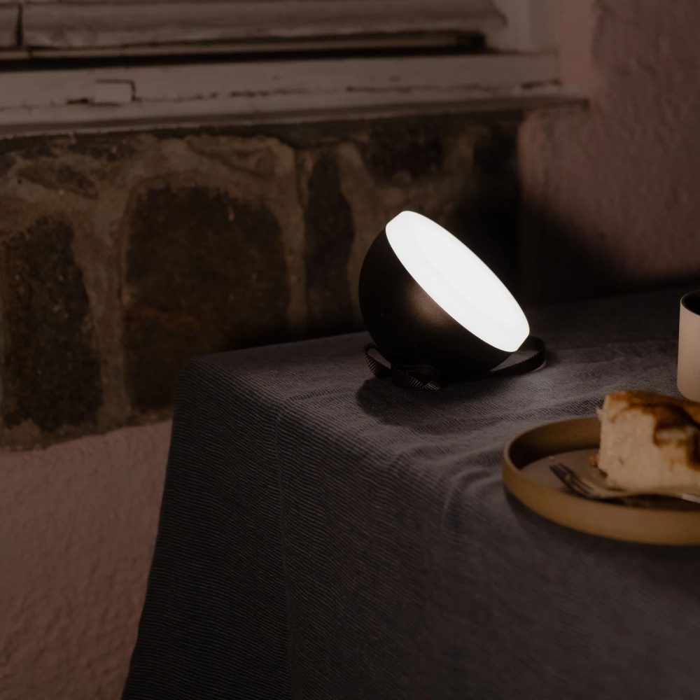 NEW WORKS Sphere Portable Lamp in Dark Bronze - Modern Table & Nightstand Lighting for Bedroom, Living Room, Office