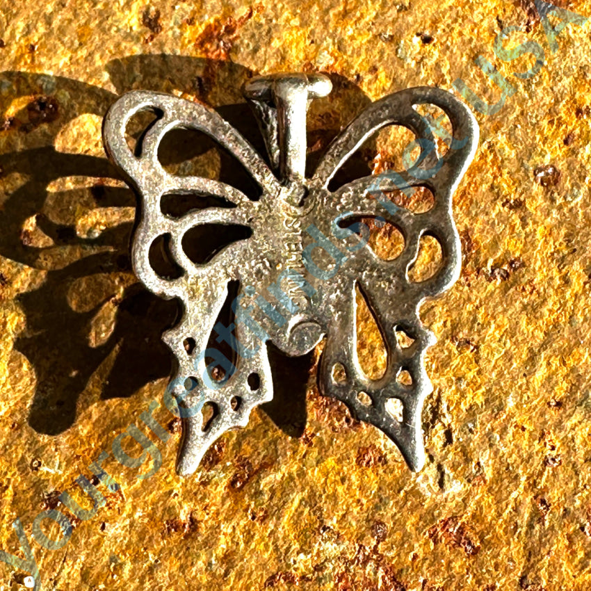 Vintage Sterling Silver & Turquoise Butterfly Pendant Necklace - Handmade Southwest Jewelry for Women - Perfect for Boho Fashion, Gift Giving & Special Occasions